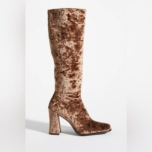 Jeffrey Campbell Naissance Taupe Velvet High Boots Size 10